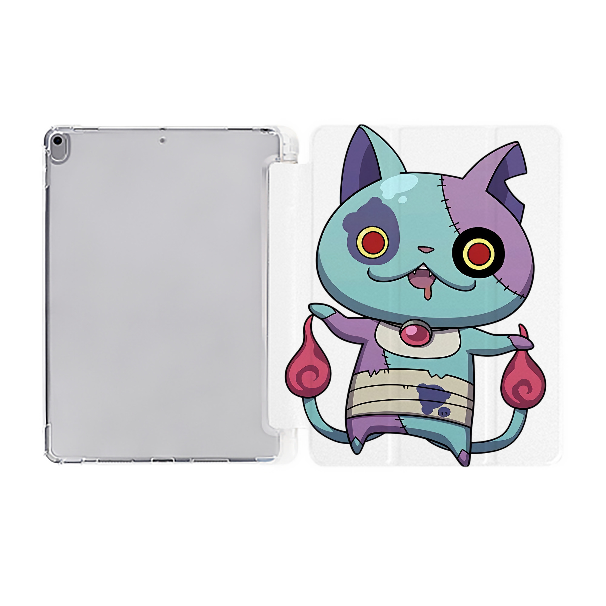 （画像用） 妖怪ウォッチ Yo-kai Watch IPad ケース ペン収納付き 三つ折りスタンド PUレザー×シリコン 対応機種9.5/10.5/10.9インチ